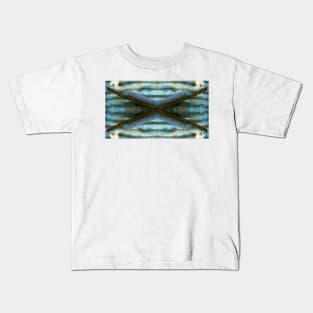 Blue Abstract Pipes on Corrugated Iron Kids T-Shirt